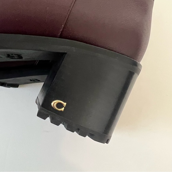 Coach Joy Logo Ankle Boots In Dark Cranberry Color - New In Box - Reemoly - Picture 14 of 16